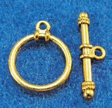 10Sets Tibetan Antique Gold ROUND Toggle Clasps Connectors Jewelry Finding C350