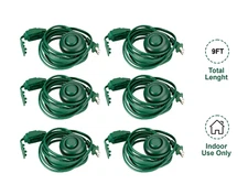6Pack 9 ft Indoor Extension Cord with On/Off Foot Switch, 16/2 SPT-2, Green