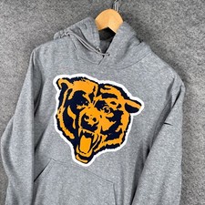 Chicago Bears Hoodie Mens Medium M Gray Nike Fleece Sweatshirt NFL Pullover