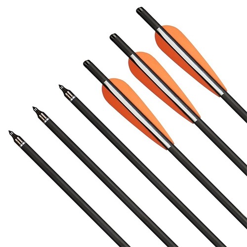 12Pcs 20 inch Bolts Carbon Arrows Half Moon Nocks 8.8mm Shaft Shooting hunting - Picture 45 of 56