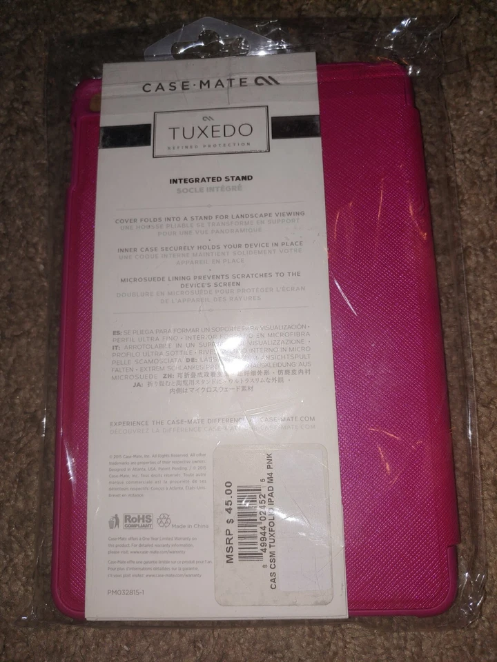 New Case-Mate Tuxedo Ultra-Slim Portfolio Case for Apple iPad Mini 4 - Pink - Image 2 of 3