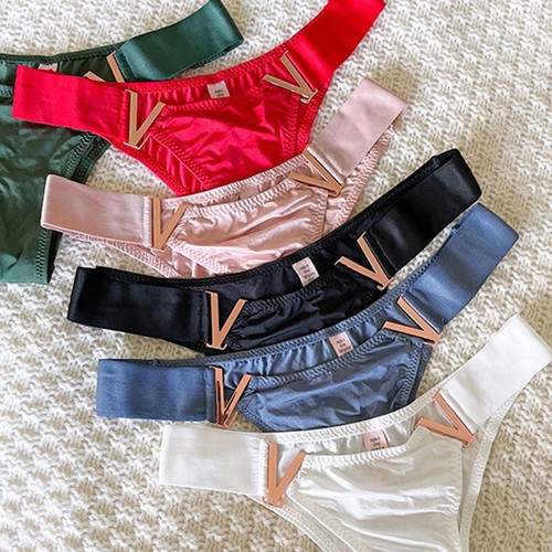 Sexy Women Underwear Hip Lifting Satin Panties Letter Rhinestone G-string Thon р - Picture 9 of 24