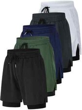 Men’s Compression Shorts 2-in-1 Running Training Gym Fitness Dual Layer Athletic