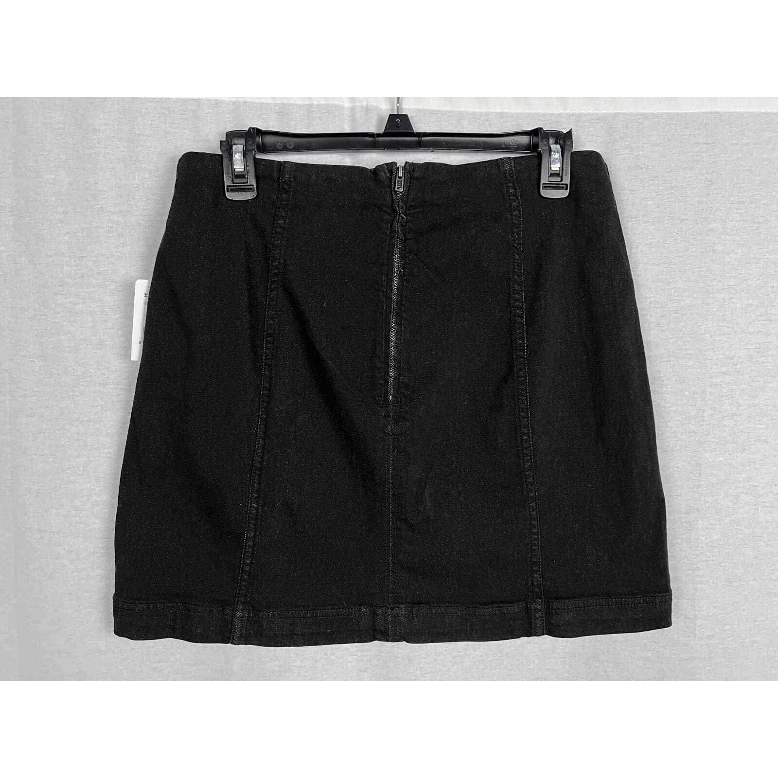 NEW Free People Women's Modern Femme Black Denim Stretch Mini Skirt Size 12 eBay