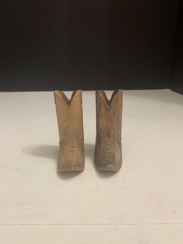 Vintage Hand Carved Wood Cowboy Boots Signed Ron Nelson A Pair