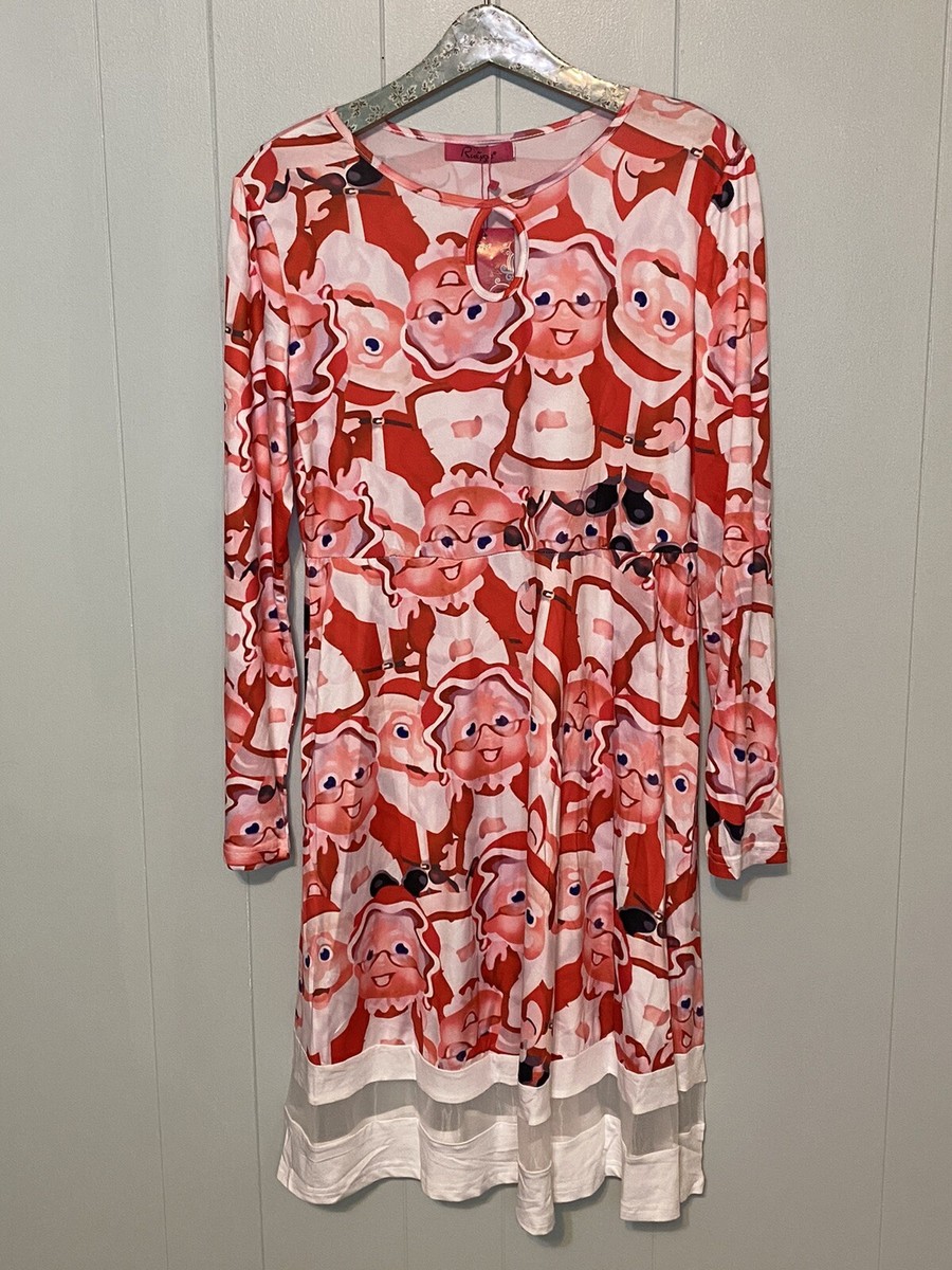 Women's Christmas Dress Winter Holiday Whimsical Santa Mrs Clause Sz XL NWT