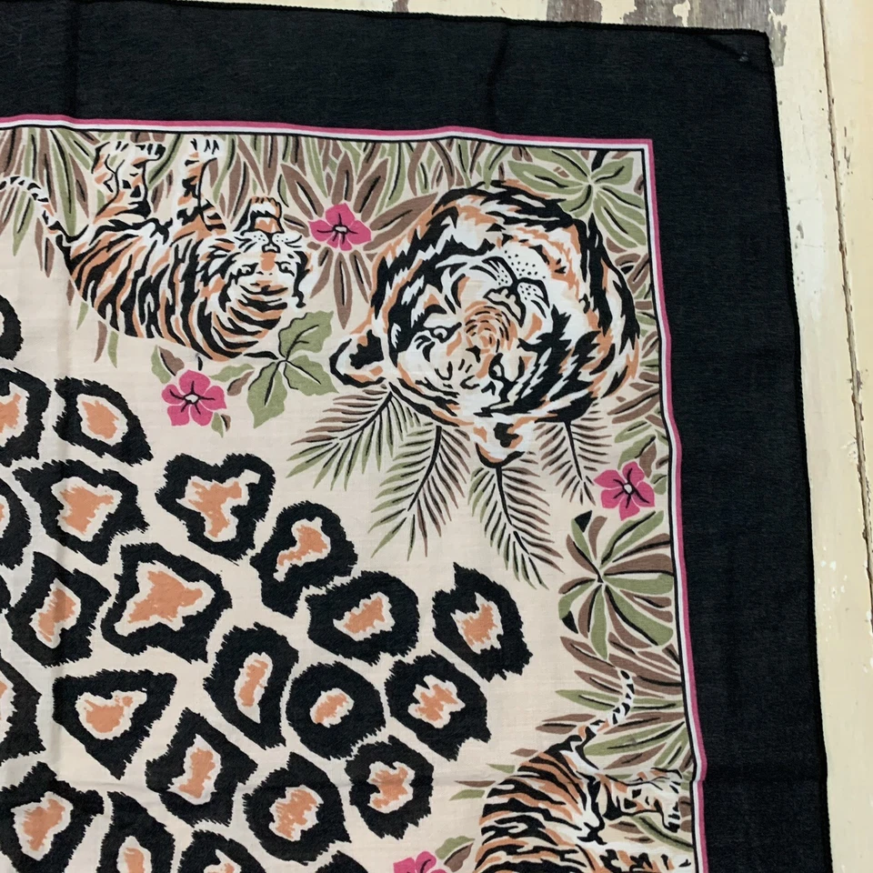 BANDANA TIGRE - De colección Años 80-90 Negro Naranja Verde Hecho a Mano con Orgullo Hecho en EE. UU. Foto 4 de 4