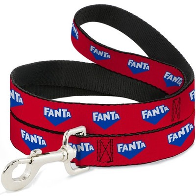 Dog Leash 6-FEET FANTA Logo Strawberry Red/Blue/White NARROW 0.5''