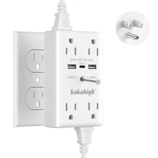 Wall Outlet Extender with Screw, 8 Way Outlets with 1680J Surge Protected, Mu...