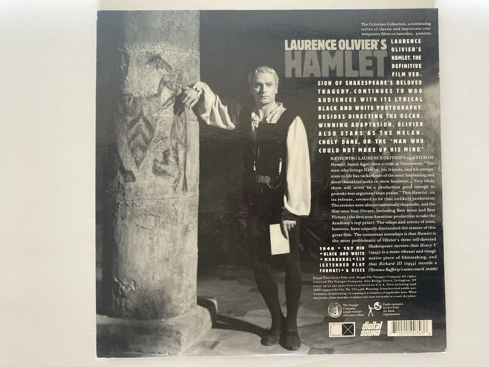 Laurence Olivier's Hamlet LaserDisc – 1996 The Criterion Collection CC1448L , VG Foto 3 de 4