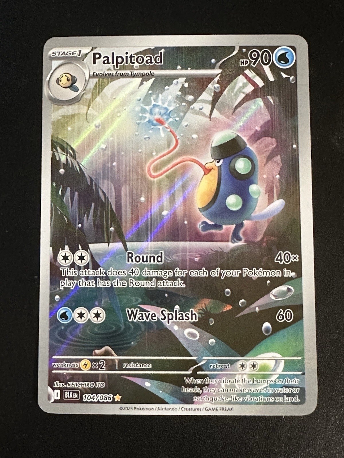 Palpitoad 104/086 Pokemon Black Bolt Illustration Rare Full Art Holo NM