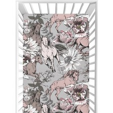 Toddler Mattress Sheets - Horse Flower Fitted Sheets for Mini Crib, Girls 28"...