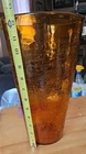 Vintage Blenko Crackle Glass Tangerine Tapered Cylinder Vase 12 Inches