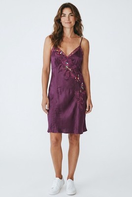 Karen Millen Vintage Silk Cami Dress UK 8 Y2K Strappy Burgundy Satin Stretch