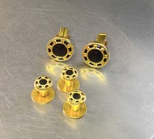 Unbranded Gold Tone  Black Round Cufflinks  3 Matching Studs