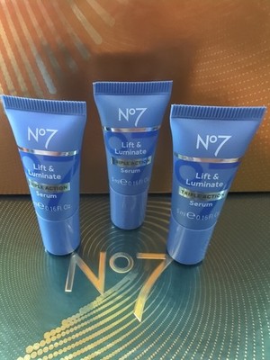 Lot of 3 No7 Lift & Luminate Triple Action Serum .16oz/5mL Mini Travel Size