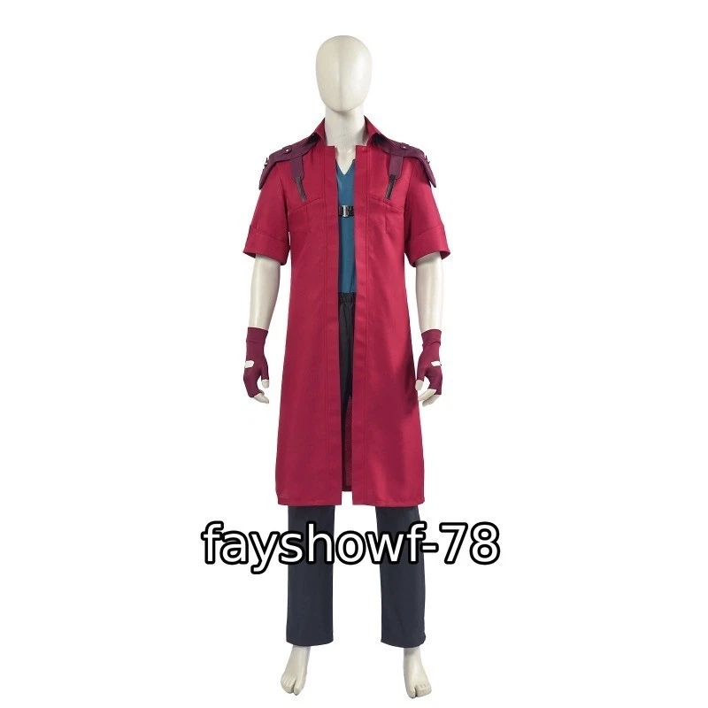 Traje de Cosplay Devil May Cry Dante Disfraz Kyrie Halloween Abrigo Rojo Utilería Regalo Foto 3 de 4