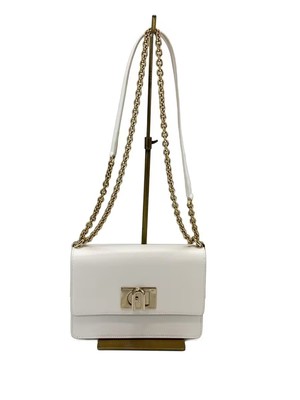 FURLA 1927 Arch Logo Crossbody Mini Chain Shoulder Bag, Corner Stain, White