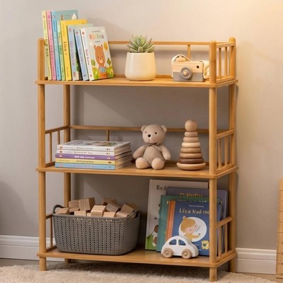 GOGOGO 3-Tier Expandable Bamboo Open Bookcase - No-Tools Assembly & Modular,M...