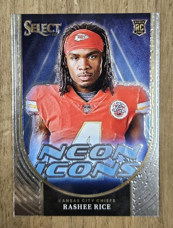 🔥🏈RASHEE RICE 2023 SELECT NEON ICONS ROOKIE FOOTBALL BASE CHIEFS RC 🔥🏟