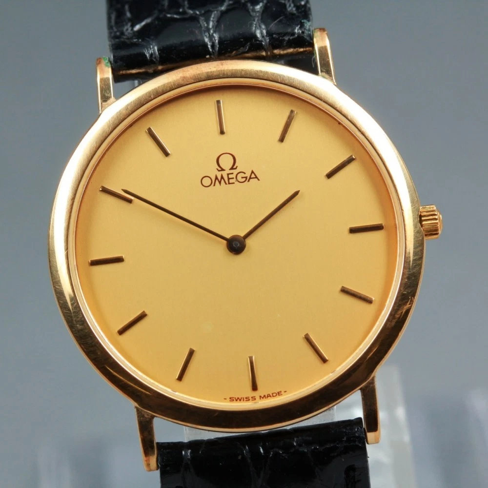 Omega — Near MINT OMEGA De Ville 195.0075.2 Cal.1378 Gold Dial Quartz 33mm Men's Watch