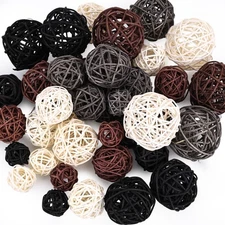 FUTUREPLUSX 42PCS Small Brown Decorative Balls for Bowl Centerpiece Rattan Ba...