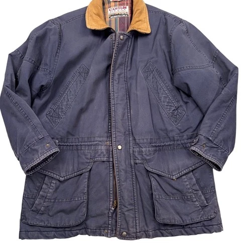 Stone Canyon Members Only Jacket Mens L Navy Blue Corduroy Canvas Field Outdoor - product listing photo