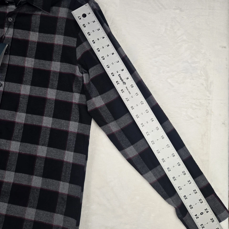 NWT Perry Ellis Mens Black Gray Red Plaid Shirt Sz Medium Button Up Long Sleeve - Image 4 of 4