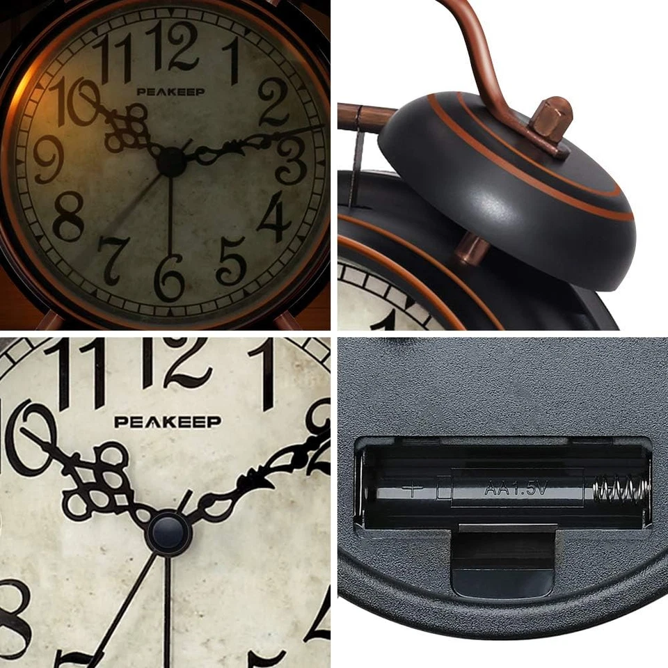 Retro 4.5 Inches Battery Operated Twin Bell Loud Alarm Clock (Black with Arabic) - Image 3 of 4