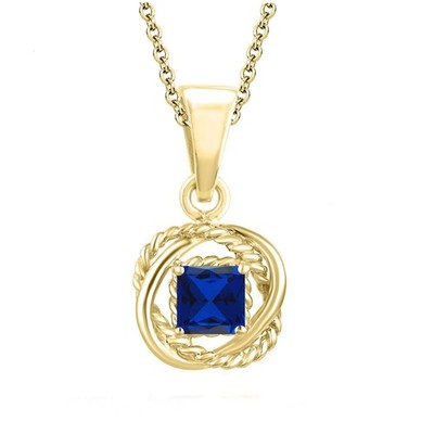 1,2 ct Princess Cut Created Saphir Twisted Wire Anhänger 14k Gelbgold plattiert