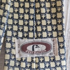 Burt Pulitzer Classic Blue And Yellow Chain Link Pattern Tie Made in USA