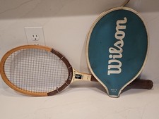 VTG Wilson Womens Chris Evert Wooden Tennis Racket Autograph Model Leather-Cover