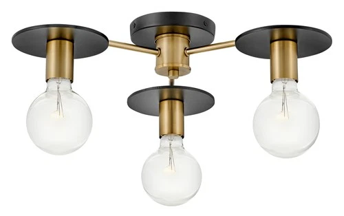 Lark 83203 Bobbie 3 Light 20"W Semi-Flush Globe Ceiling Fixture - Brass - Picture 2 of 2