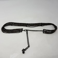 Vintage Dark Bronze Beaded Multi Strand Chain Belt Adjustable boho staement