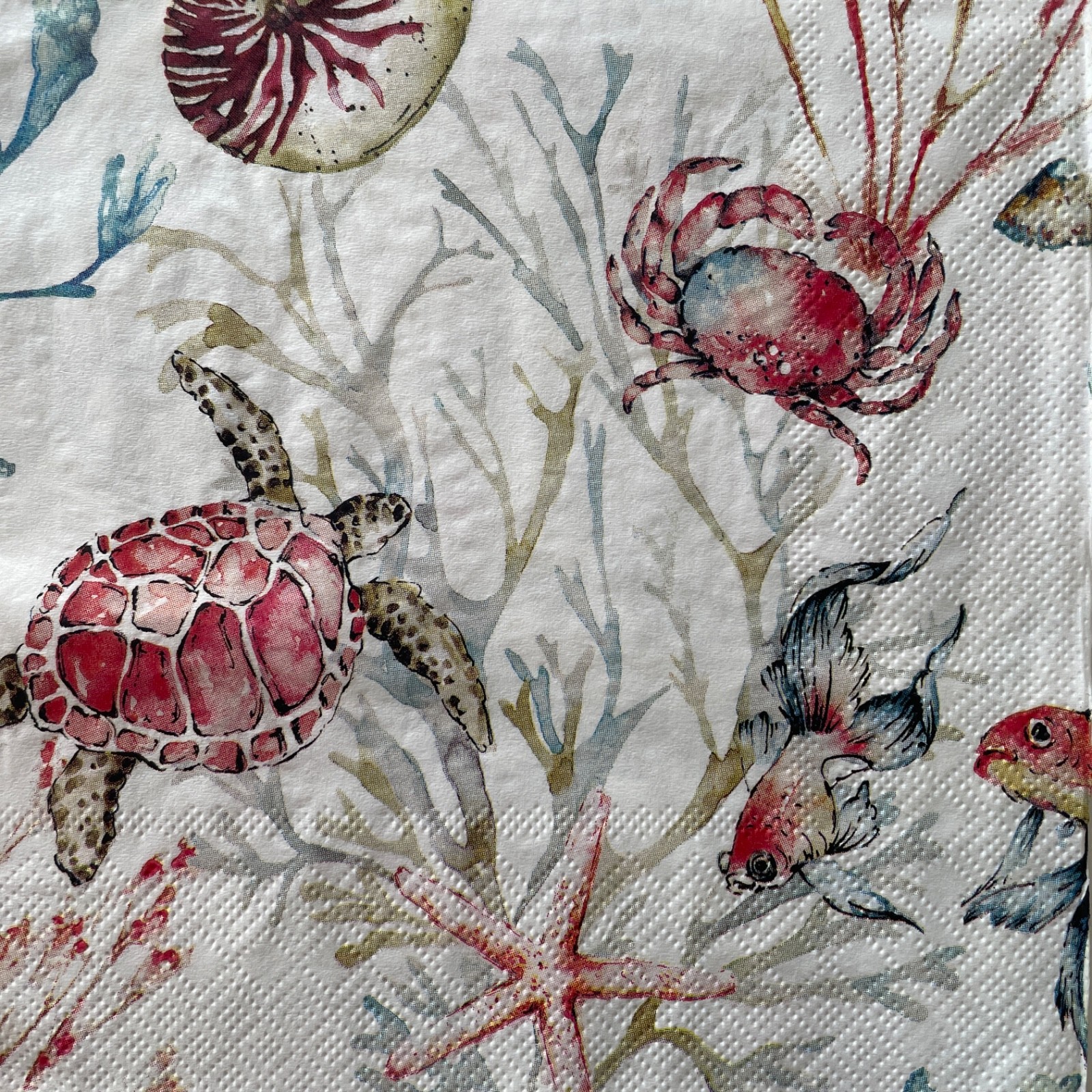 4 Luncheon paper napkins Sealife for decoupage