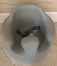 Cool Gray Bumbo Baby Floor Seat With Adjustable Safety Restraint Strap Belt