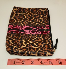VICTORIA'S SECRET ♡ Bag Leopard Pink Cosmetic Makeup Soft Case Travel Clutch NEW