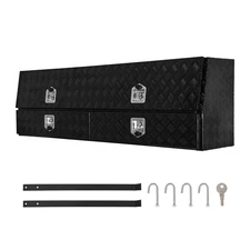 Uimoso Black Aluminum Truck Tool Box 72 x 21 x 13 in with Lower Drawer Access