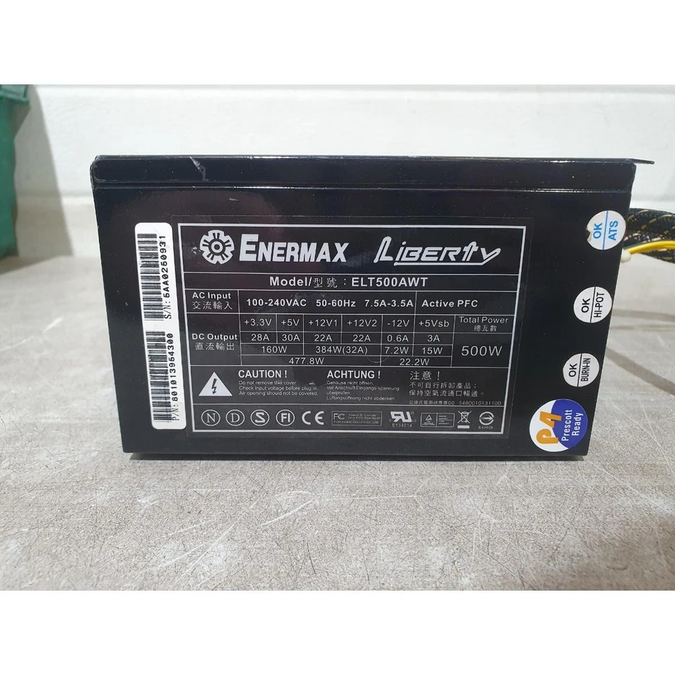 Enermax Liberty ELT500AWT 80 PLUS Power Supply Black 500W Silent-Fan For Desktop - Image 2 of 4