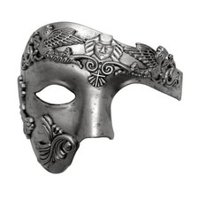 Masquerade Mask for Men Roman Greek Half Face Mask Venetian The Retro-silver
