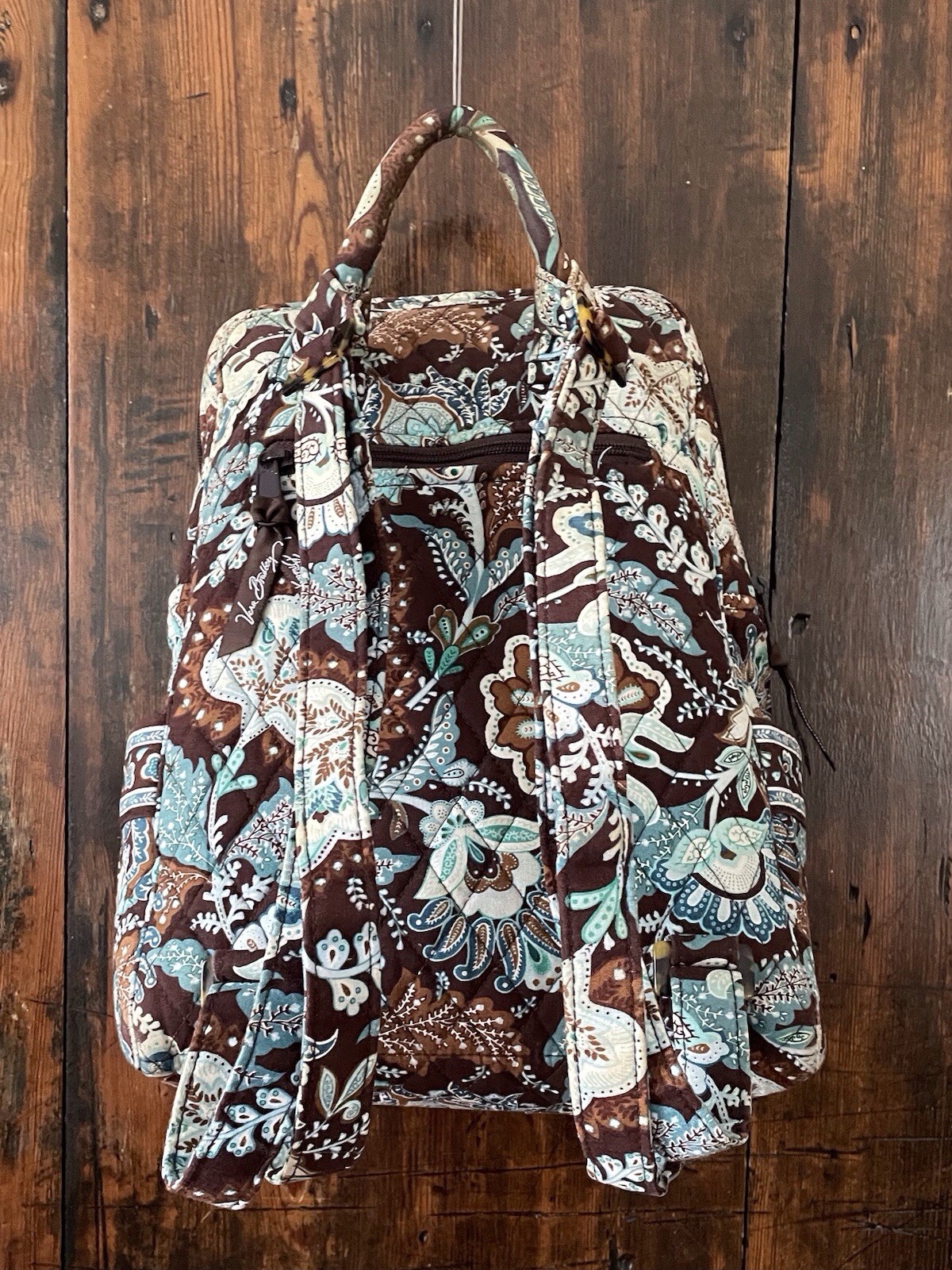 Retired Vera Bradley Quilted Backpack Java Blue P… - image 2