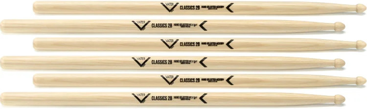 Vater Classics Drumsticks 3-pack - 2B - Wood Tip 5990₽