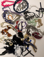 Large Mixed Costume Jewelry Lot Necklaces Statement Rhinestone Beaded