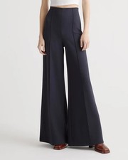 NWT Quince Ultra-Stretch Ponte Super Wide Leg Pants Navy Blue Medium M 30 Inseam