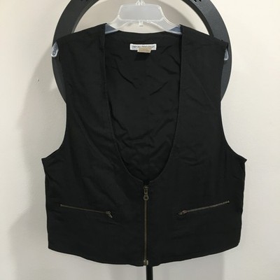 EMPORIO ARMANI Italy Mens sz Large Black Blue Gray Pinstriped Zip Pockets Vest