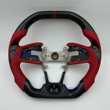 2016-2021 Honda Civic 10th Double Flat Red Perforated Leather Cf Steering Wheel 2016-2021 Honda Civic 10th Double Flat Red Perforated Leather Cf Steering Wheel