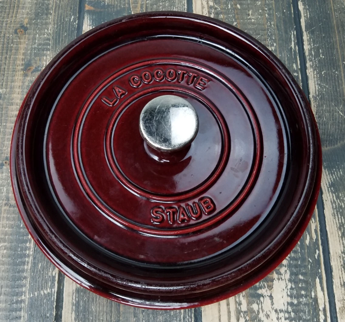 Staub La Cocotte No 22 8 1/2" Enamel Cast Iron Dutch Oven Grenadine *LID ONLY*