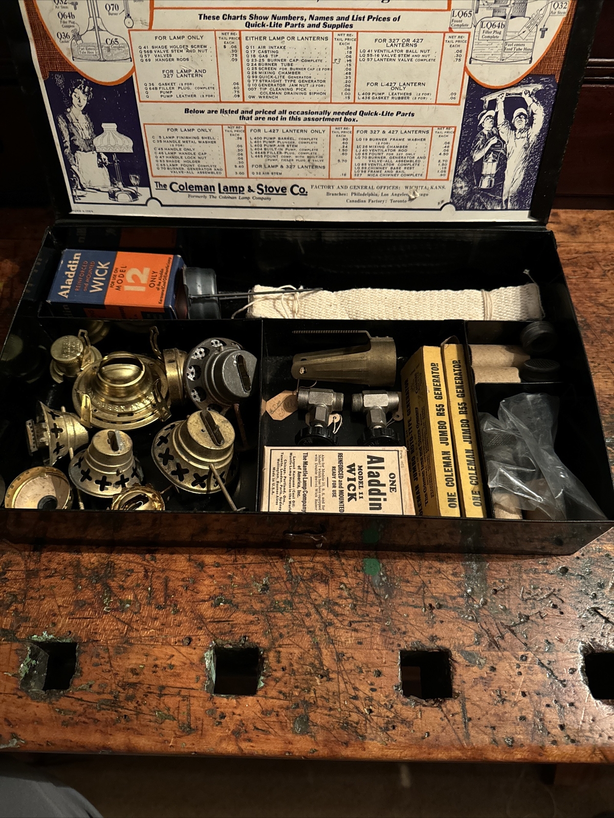 COLEMAN LANTERN COMPANY ANTIQUE PARTS BOX