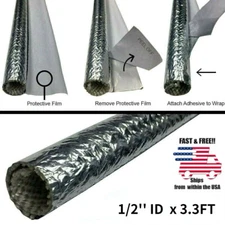 1/2"ID Adjustable Silver Wire Heat Shield For Car & Auto Wire Loom Line Cable 