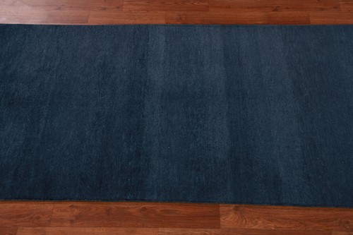 Navy Blue Modern Gabbeh Vegetable Dye Runner Rug Contemporary Handmade Rug 3x8 - Picture 10 of 15